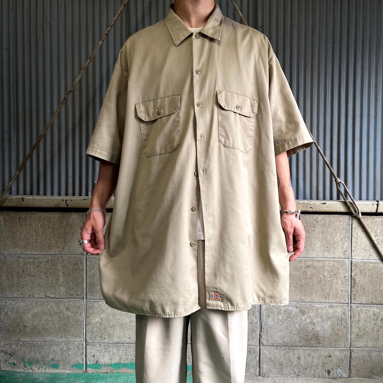ビッグサイズ Dickies ディッキーズ 半袖ワークシャツ メンズXXL 古着 