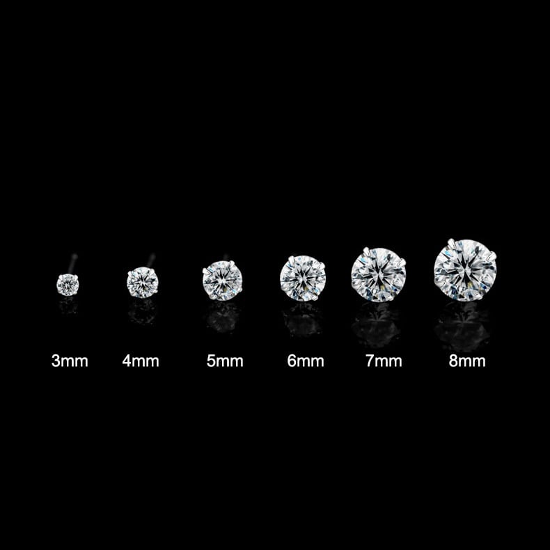 E058 ピアス シルバー925 ジルコニア 3~8mm ジルコニアピアス