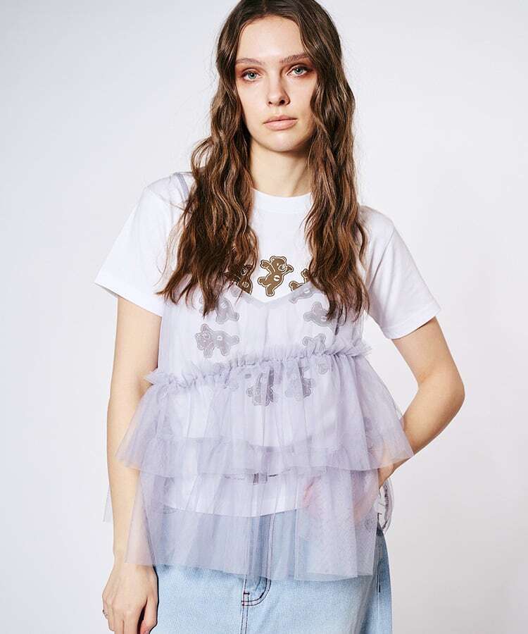 ご予約分】＜COOLA＞ アシンメトリーフリルチュールキャミトップス