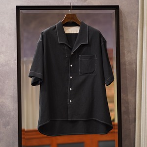 Gorsch the merry coachman(ゴーシュザメリーコーチマン) "Open Collar Short Sleeve Shirt" -Ramp Black-