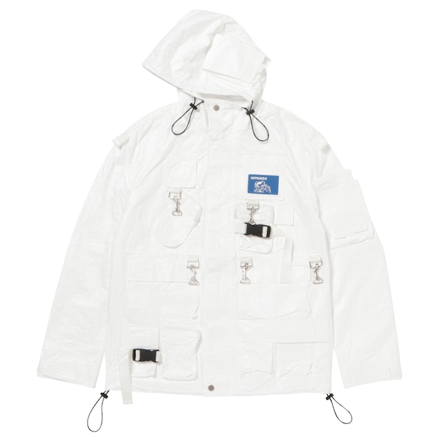 SALE 送料無料【HIPANDA ハイパンダ】メンズ ブルゾン MEN'S MULTI-POCKET PAPER-LIKE MATERIAL HOODED BLOUSON / WHITE