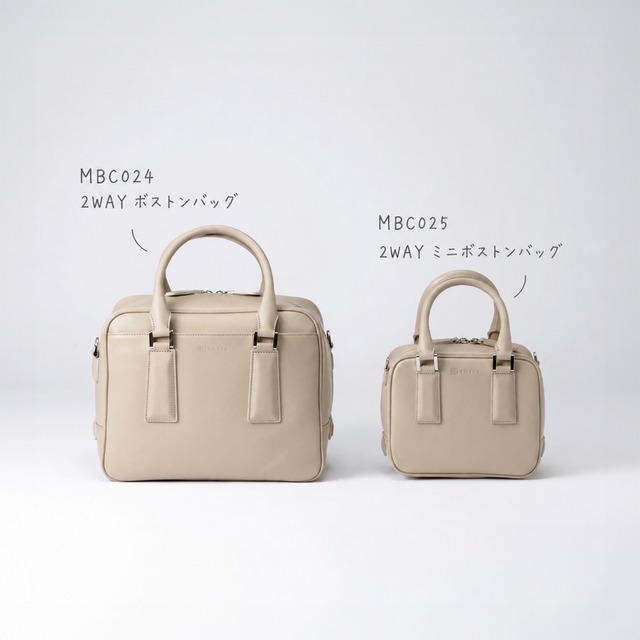 ミニボストンバッグ 2WAY ショルダーバッグ レザー［MBC025］Beige ベージュ