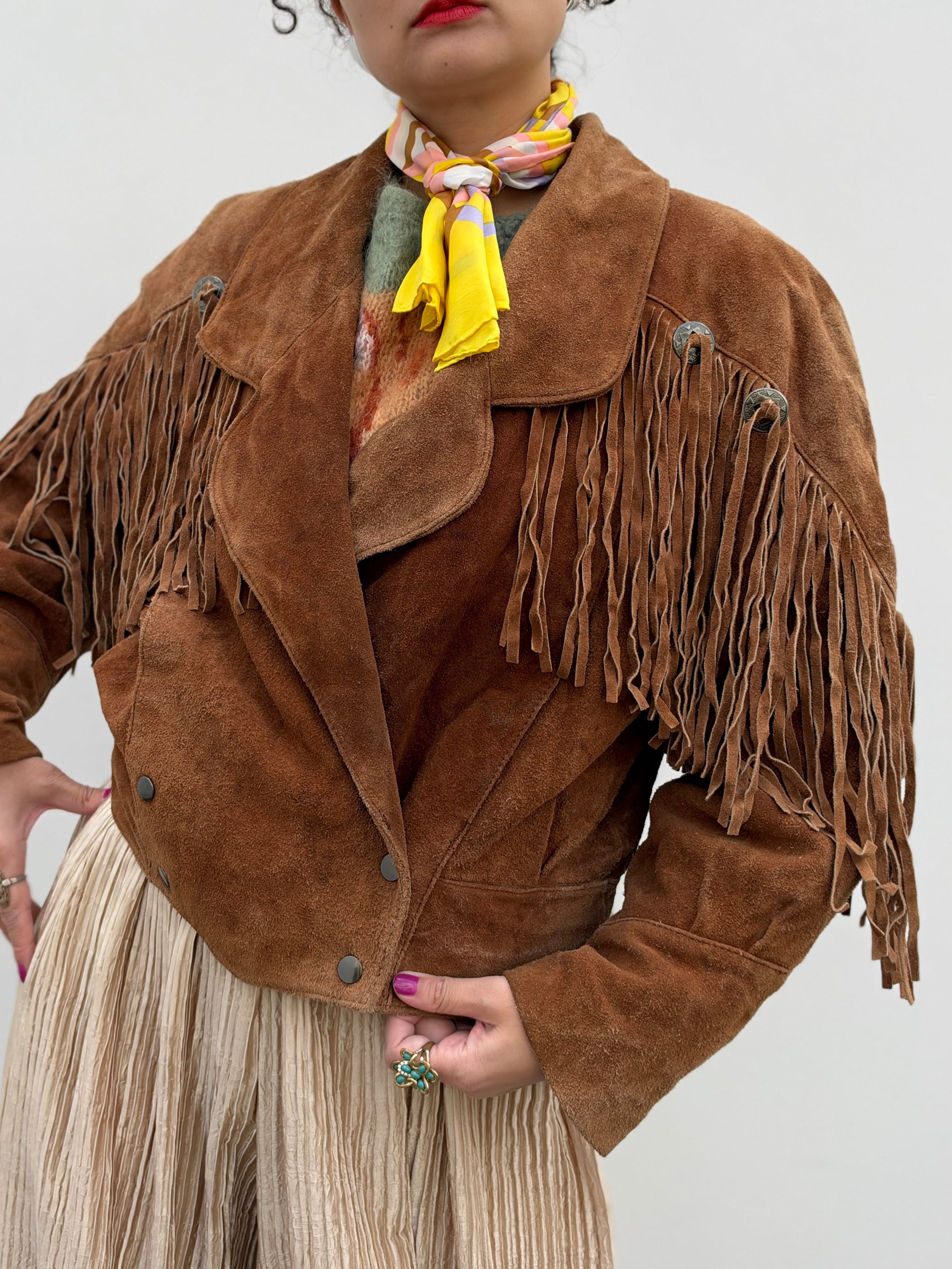 Vintage camel brown suede fringe Jacket ( ヴィンテージ ブラウン スウェード フリンジ ジャケット )