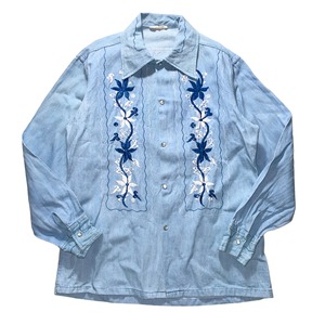 vintage floral embroidery denim shirt