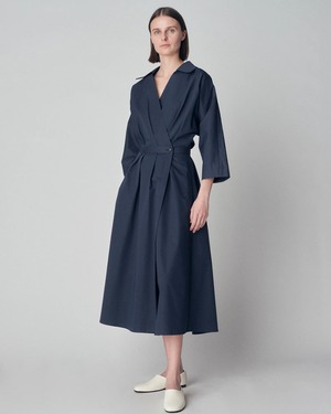 【co】Wrapped Blouson Dress in Cotton Silk Poplin