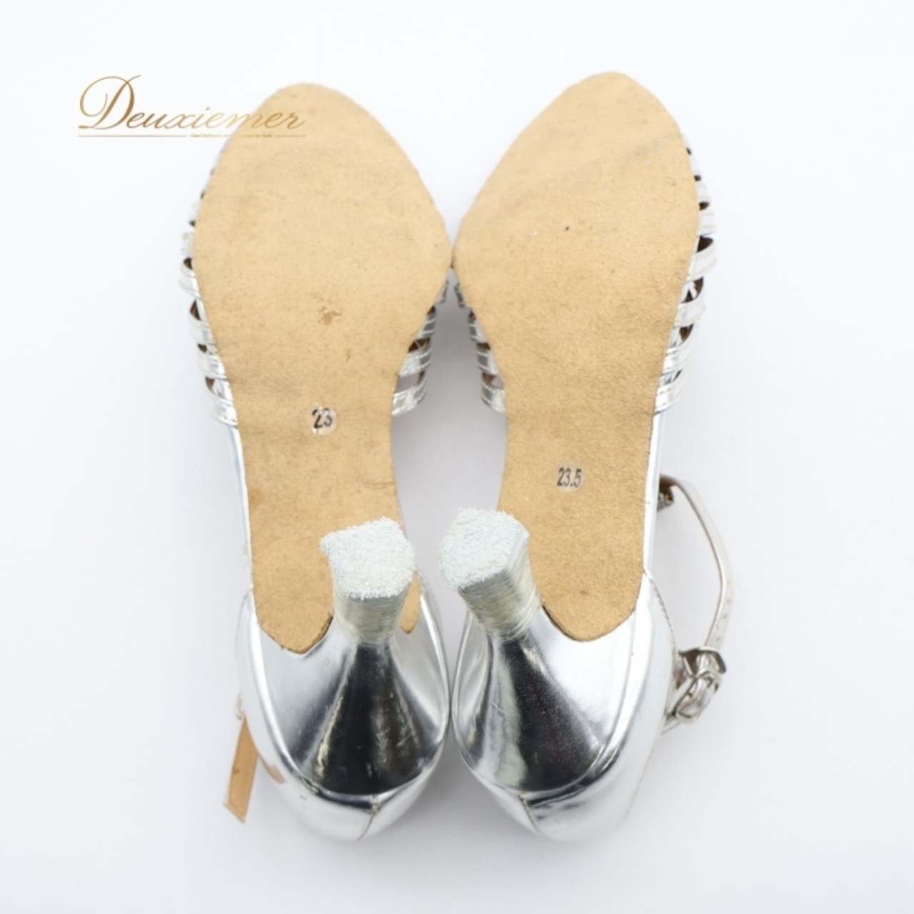 社交ダンス 衣装 スタンダード シューズ 23cm 23.5cm シルバー系 MARCHEN 靴 くつ ヒール ラメ キラキラ ストラップ 華やか 上品 高級感 派手 目立つ パーティー ダンス衣装 イベント