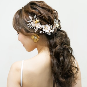 H-112 pinkgold flowerヘッドドレス