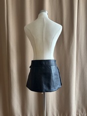 real leather black wrap skirt-5138-1
