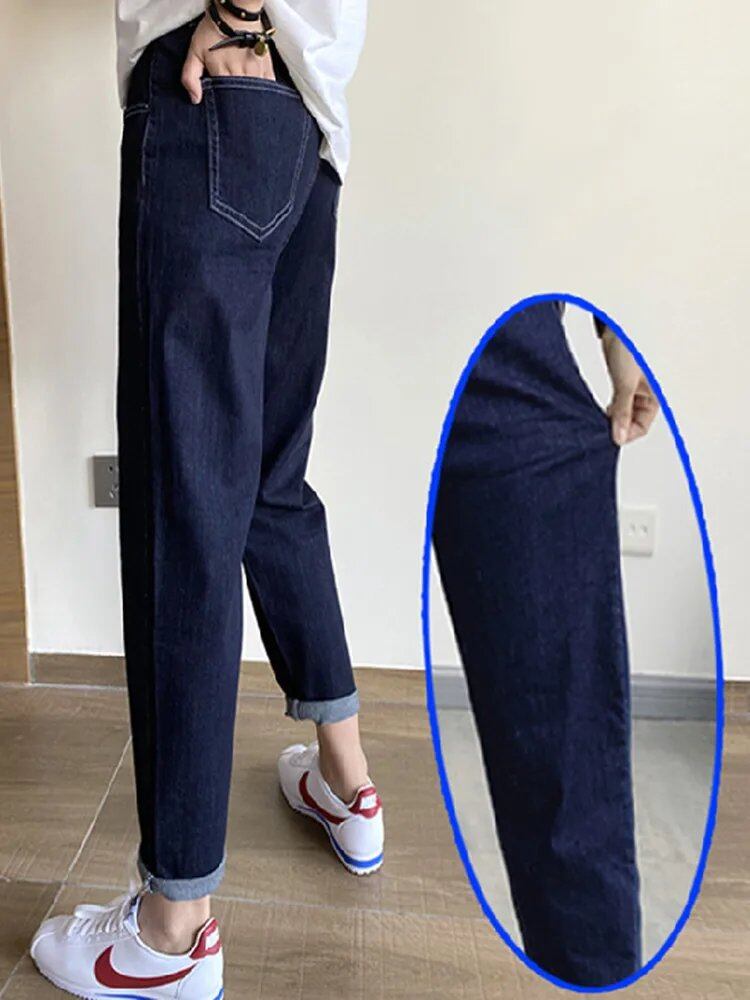 プラスサイズの女性用スキニージーンズ、ハイウエスト、コットンストレッチデニム、ストレートレッグ、足首丈、野菜プリント、カジュアルパンツ