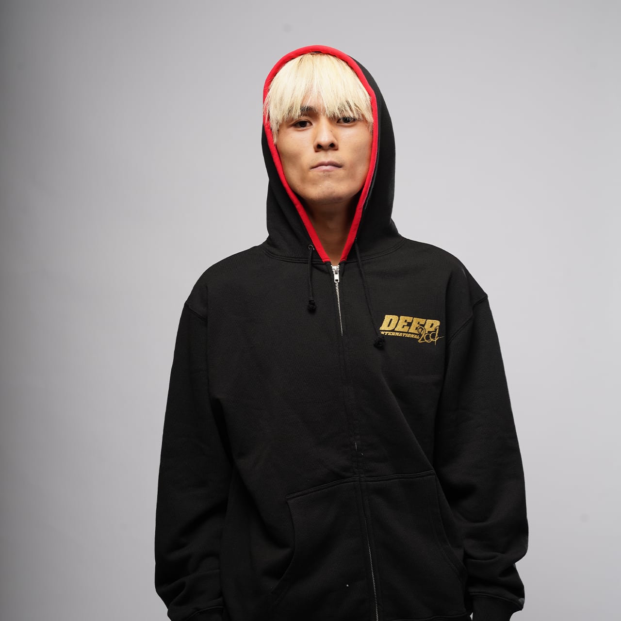 DEEP BLACK HOODIE RED LINE | DEEP & DEEPJEWELS オンラインショップ