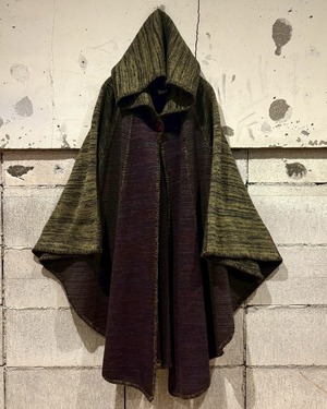 【Caka otto】Made in Italy Vintage Loose Hooded Knit Poncho