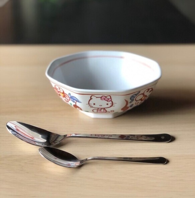 日本製　窯元直送　サンリオ「ハローキティ」×麦山窯　八角ぼうる15cm - Hello Kitty 紅（あか）3点