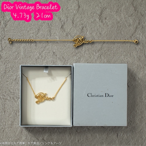 クリスチャンディオール:”Dior“スクリプトロゴブレスレット/4.73g/21cm/ヴィンテージ/ビンテージ/Christian Dior Vintage Bracelet
