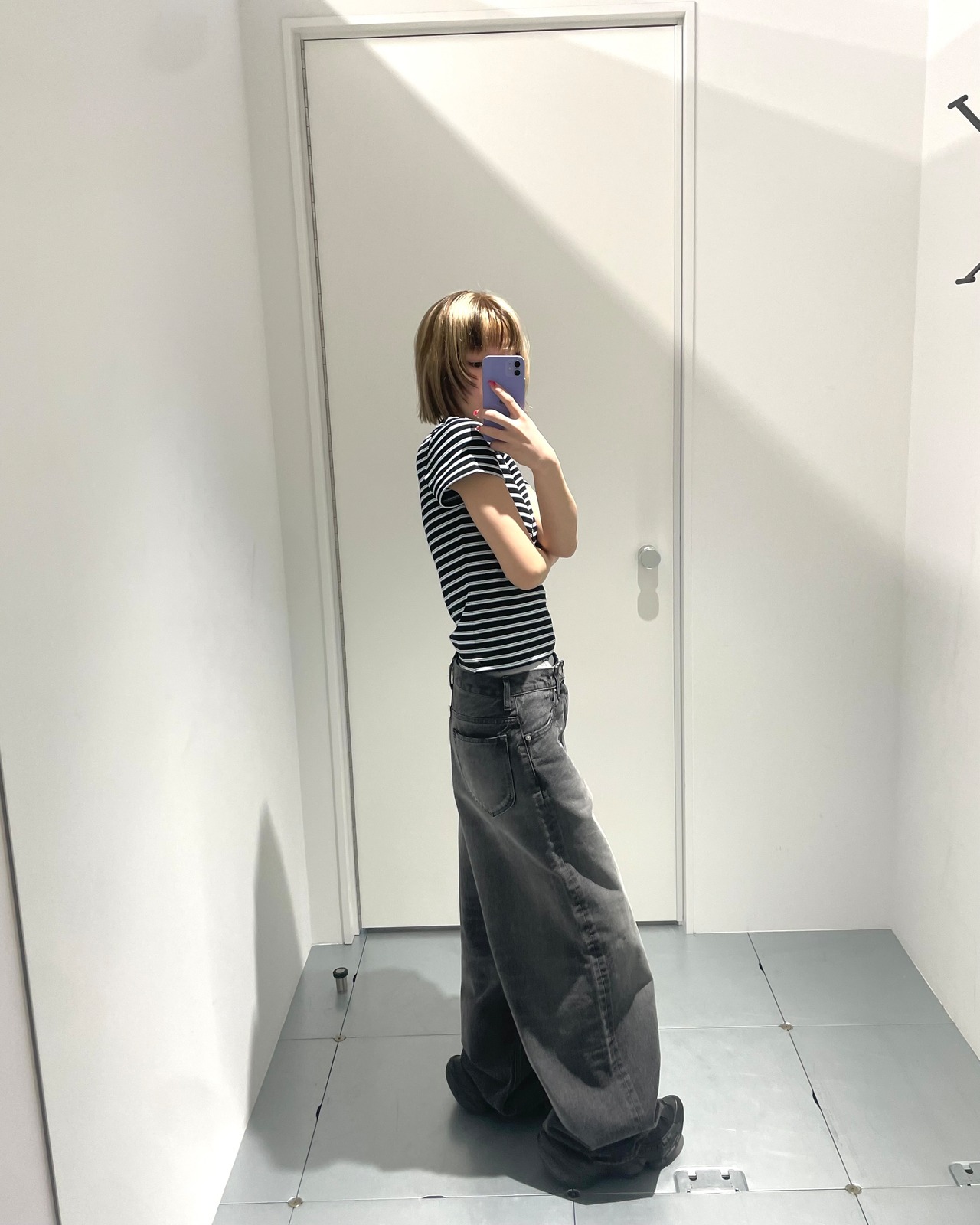 【26SS】HOMME girls オムガールズ / HOMMEGIRLS X FRUIT OF THE LOOM STRIPE BABY TEE / Tシャツ - 4