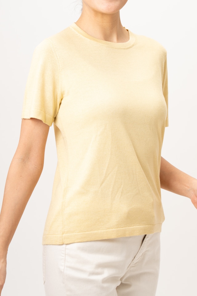 Usugumo - 薄雲/シャンパンイエロー　（通年セーター/半袖）　シルク85%/カシミヤ15%