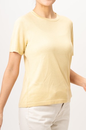 Usugumo - 薄雲/シャンパンイエロー (通年セーター/半袖) シルク85%/カシミヤ15%