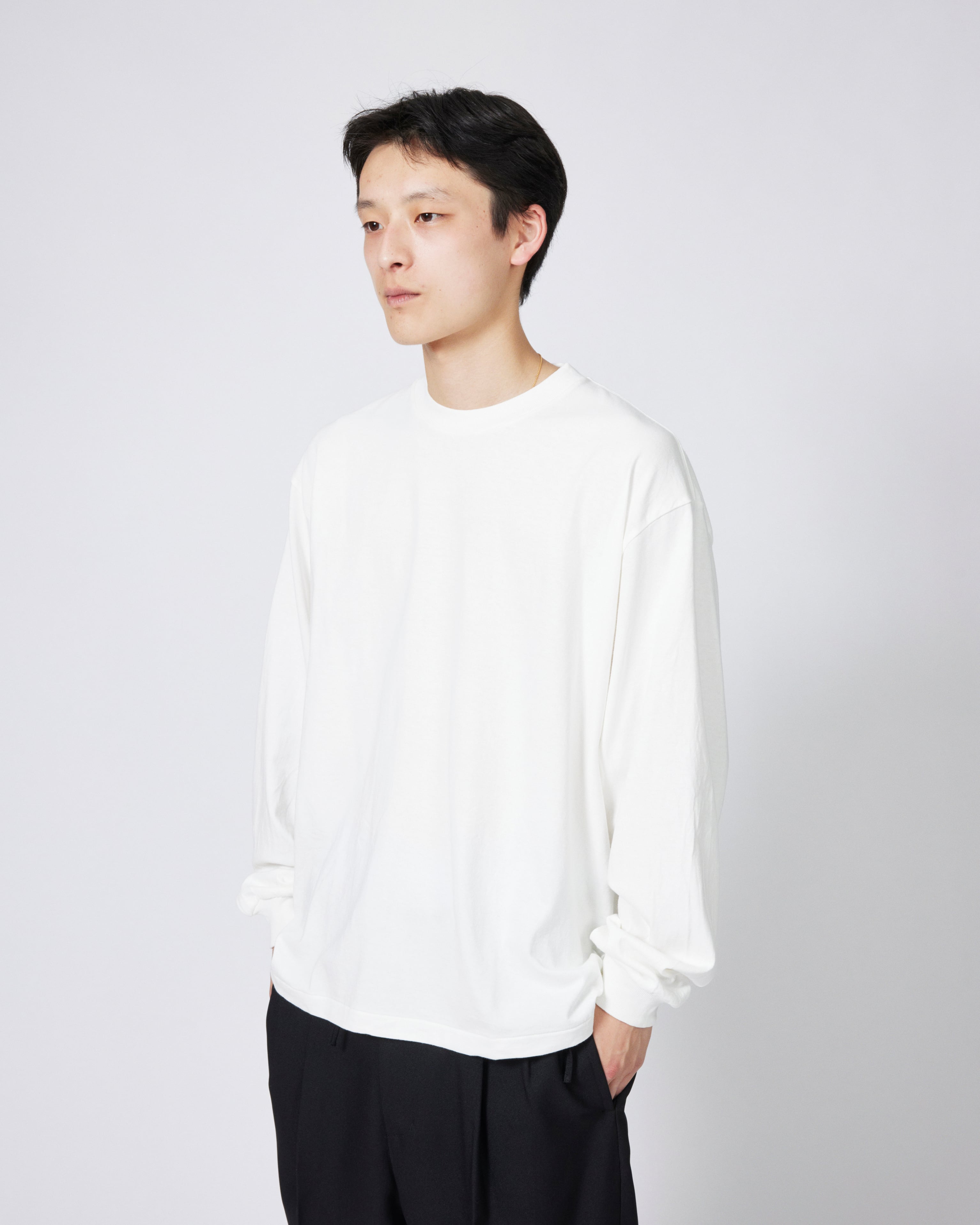 everyone american cotton long sleeve tee shirt (WHITE) | everyone