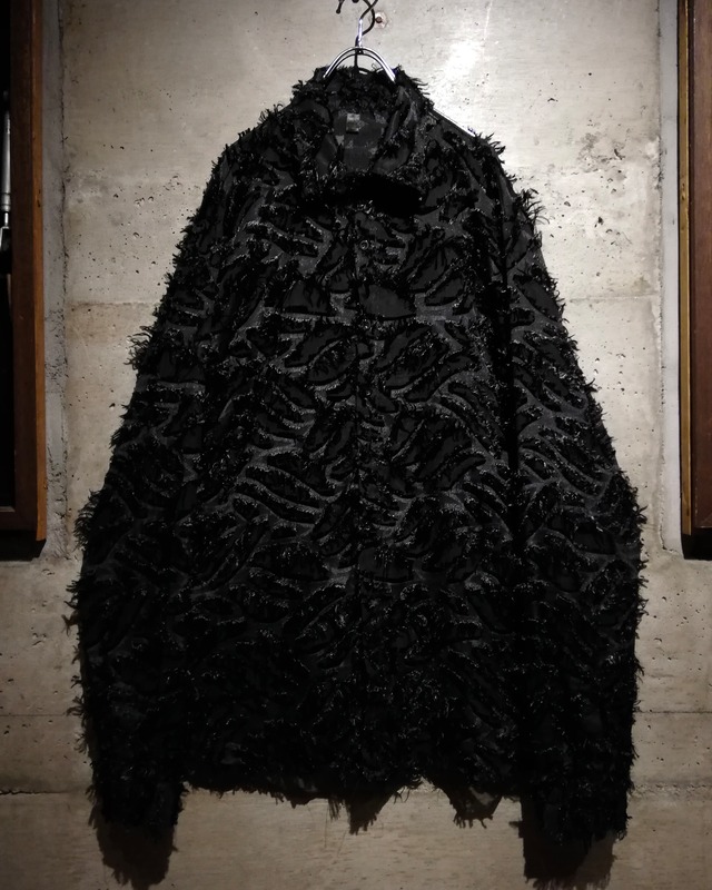 【Caka】Abstract Pattern Vintage Loose L/S Sheer Shirt