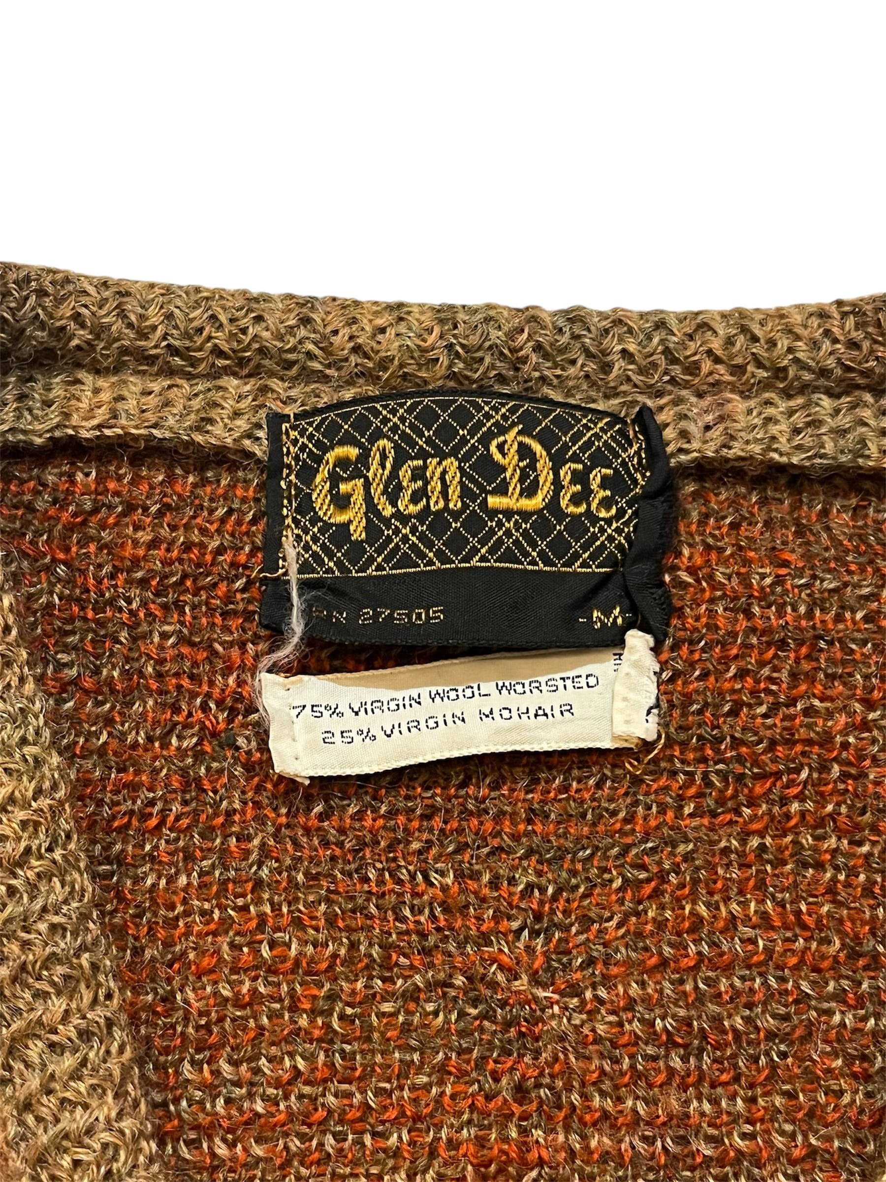 60s Glen Dee Argyle Shaggy Mohair Wool Cardigan 60年代 グレン