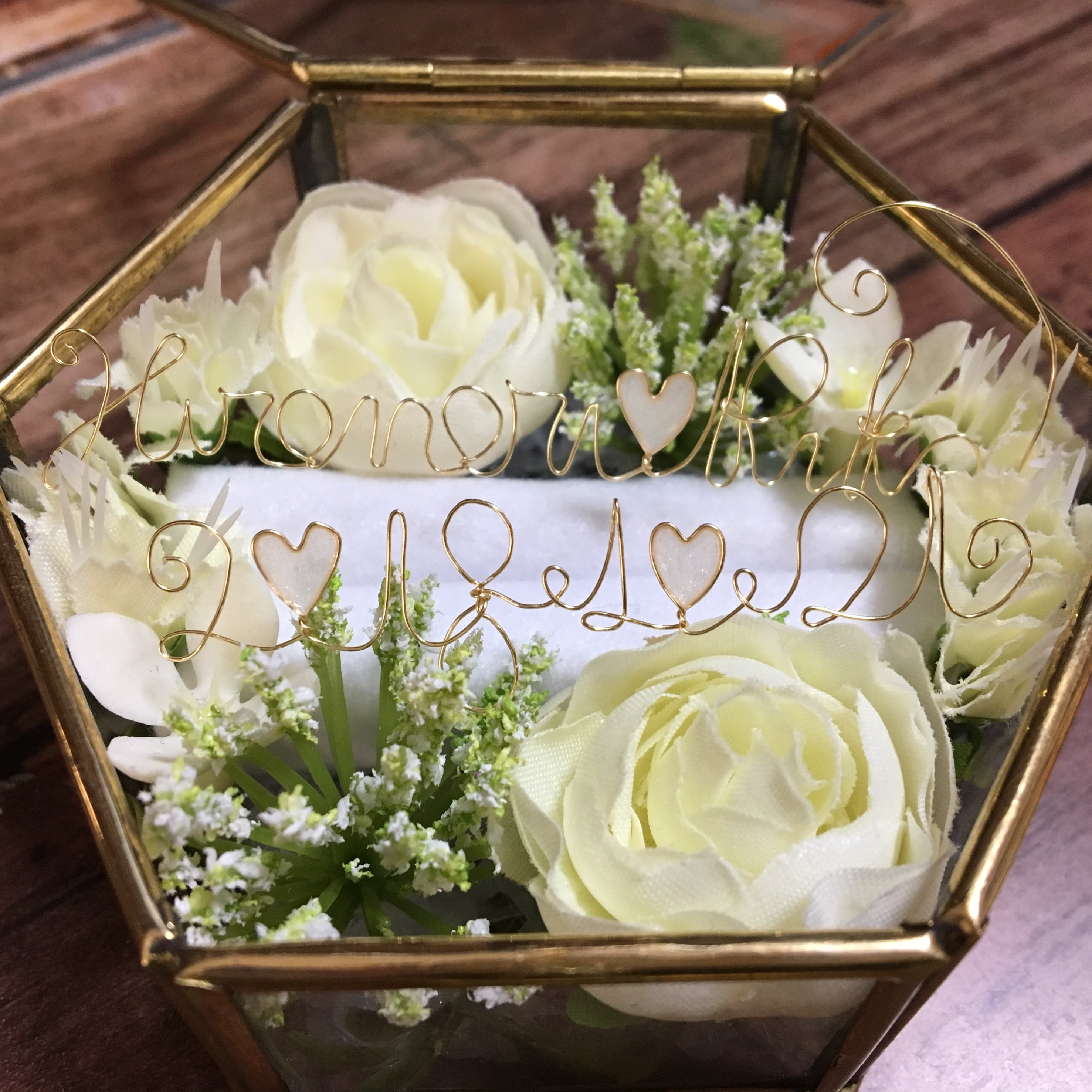 ring pillow or message flowerガラスケース アレンジ ring pillow or message flowerガラスケースアレンジ - メルカリ