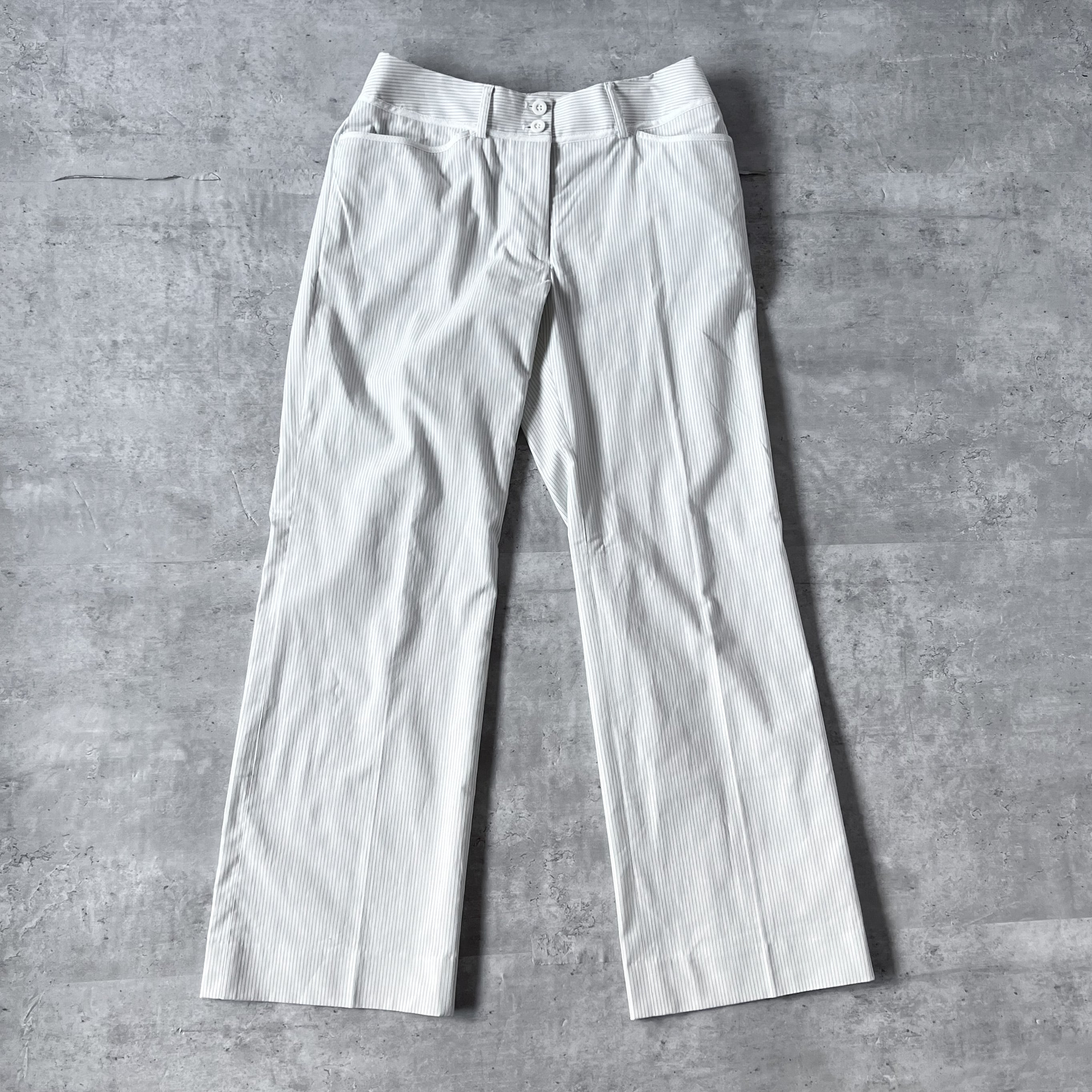 90s 〜 00s “GIANFRANCO FERRE Golf” white stripe pants ジャンフランコフェレ  ホワイトストライプパンツ フレアパンツ ブーツカット