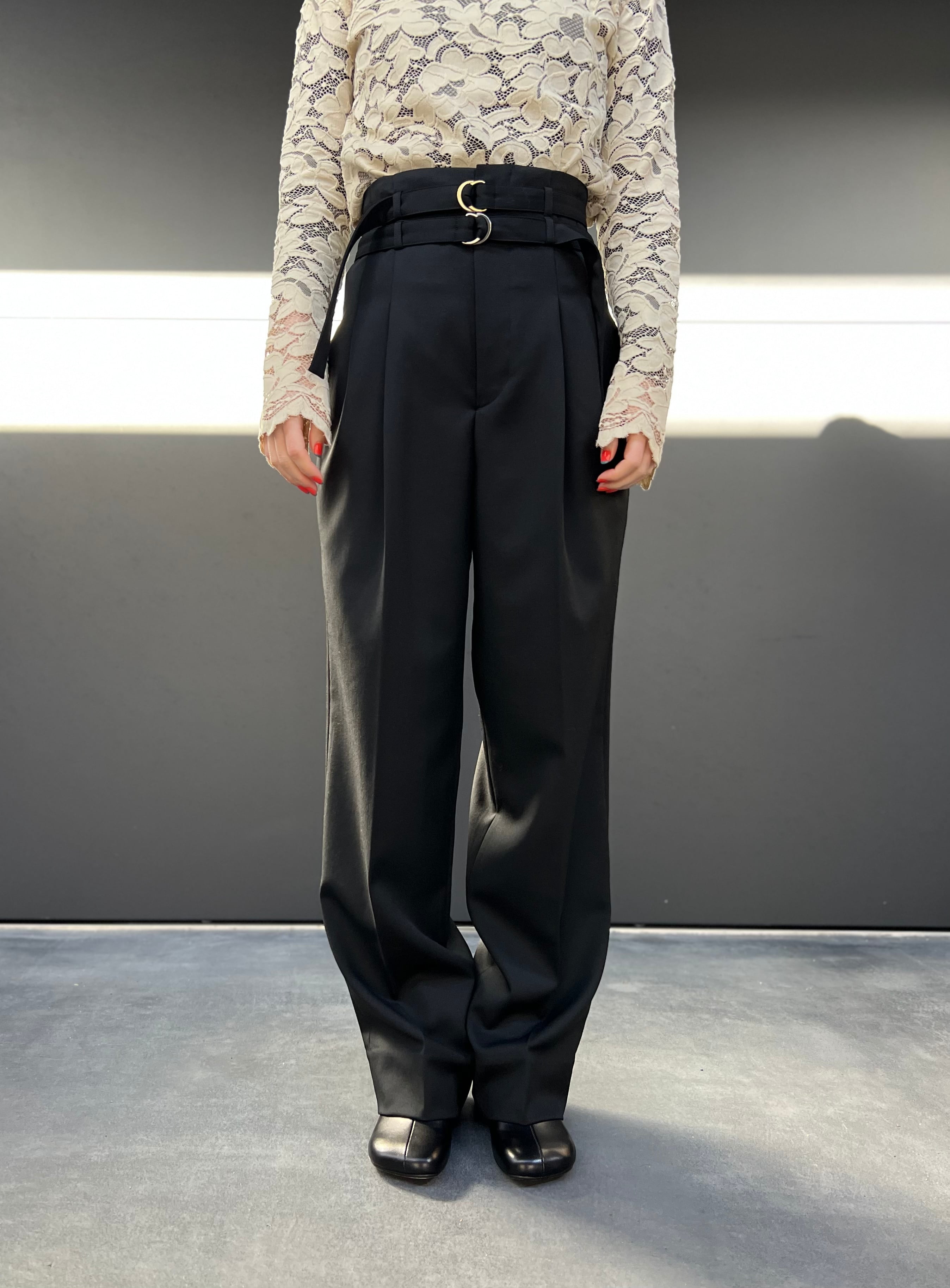 【美品】CINOH  (W)DOUBLE BELT TWO TUCK PANTS