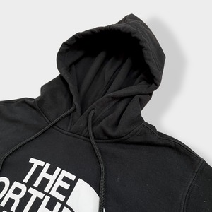 【THE NORTH FACE】ロゴ プリント パーカー プルオーバー スウェット フーディー hoodie アウトドア M ノースフェイス 黒 us古着