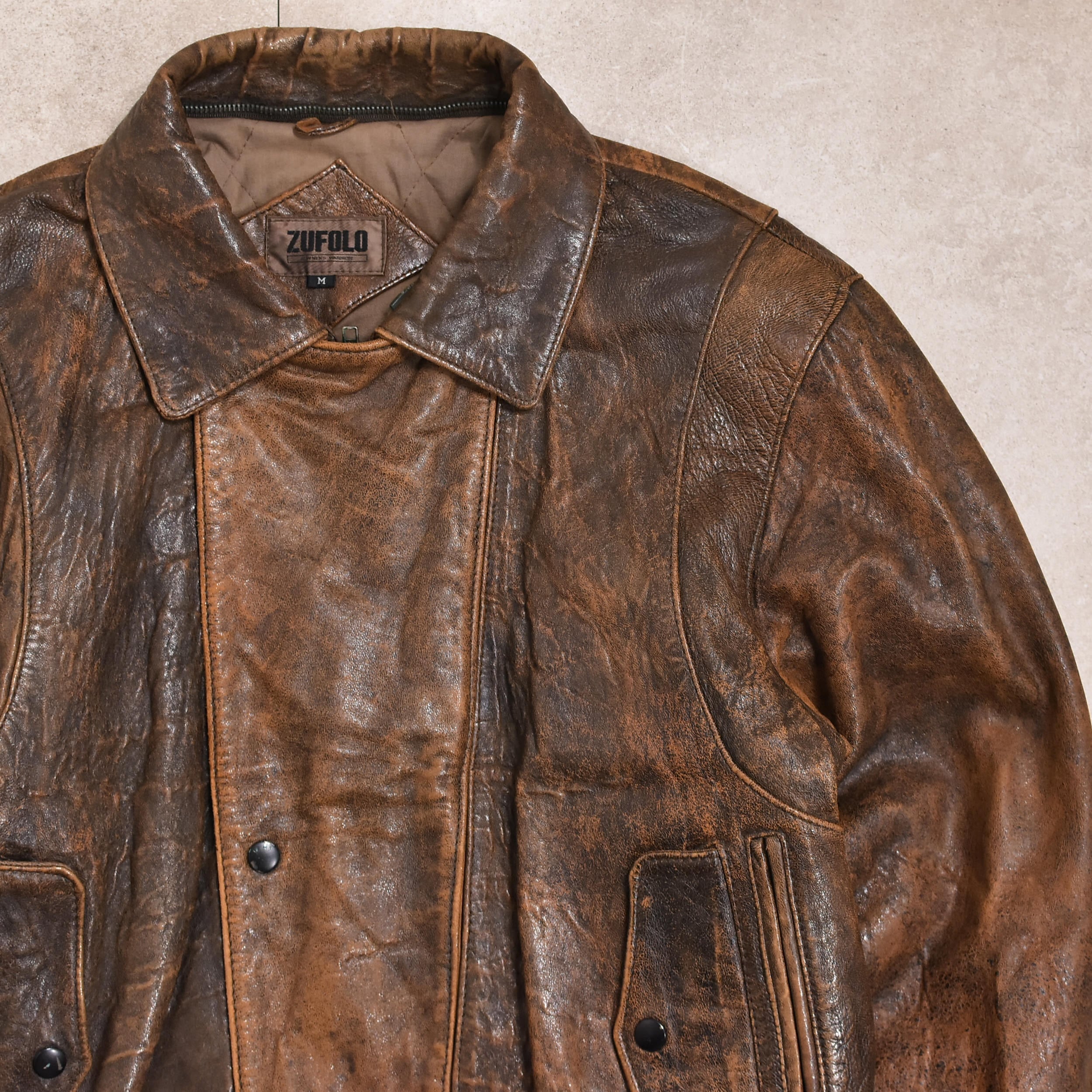 90s aging processing leather jkt | 古着屋 grin days memory 【公式