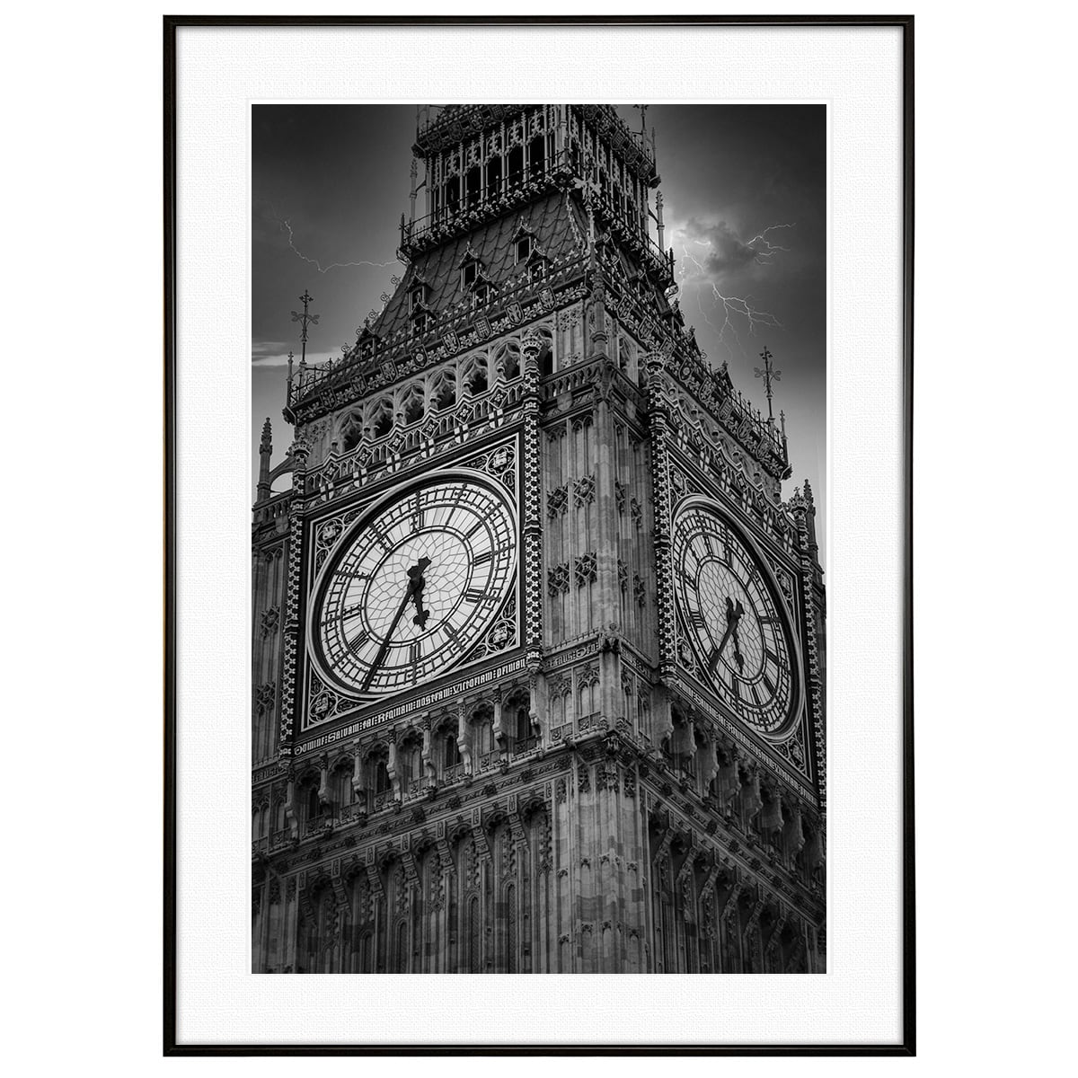 イギリス写真 ロンドン ビッグ・ベン インテリア モノクロアートポスター額装 AS0075