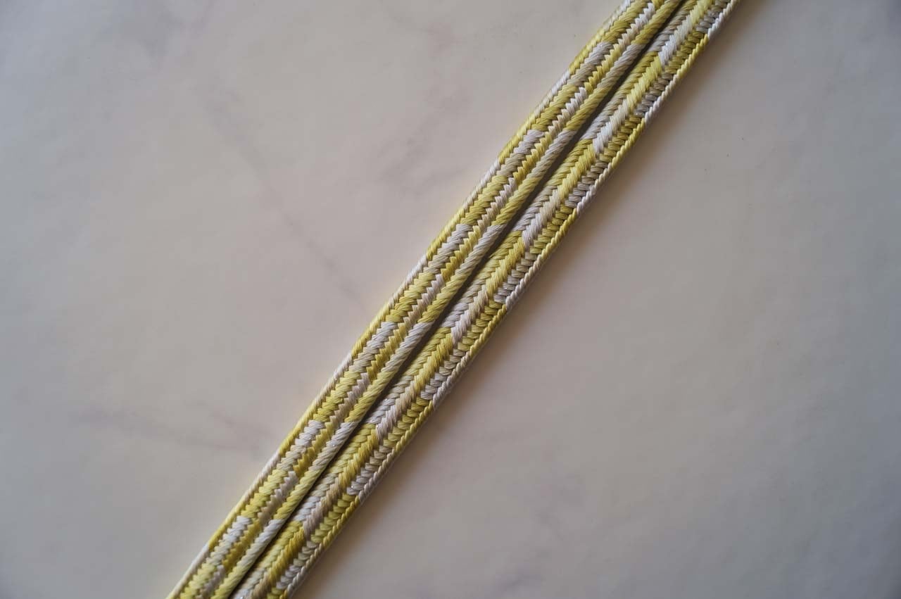 【帯締め】黄系色×白色 綾竹組み 帯締め 251120⑧