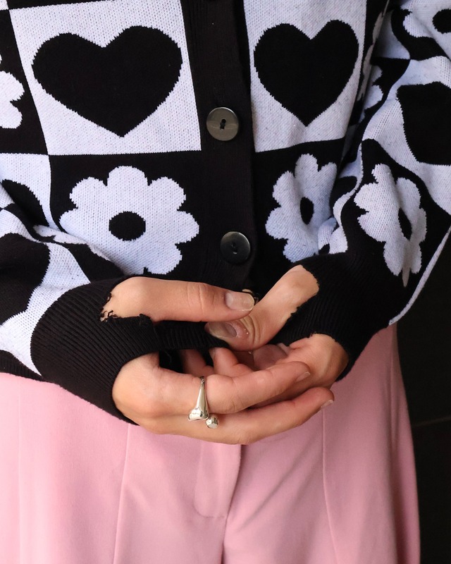 pop flower design short cardigan