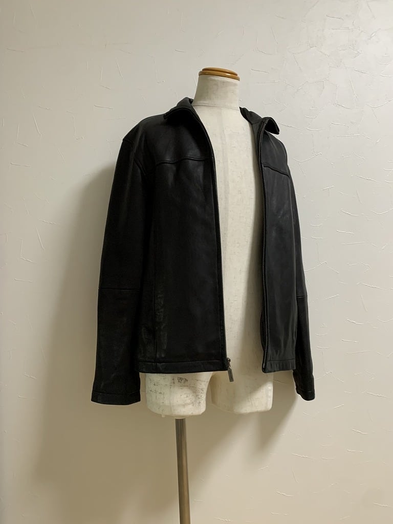 Solid Color Design Stand Collar Leather Jacket "Calvin Klein"