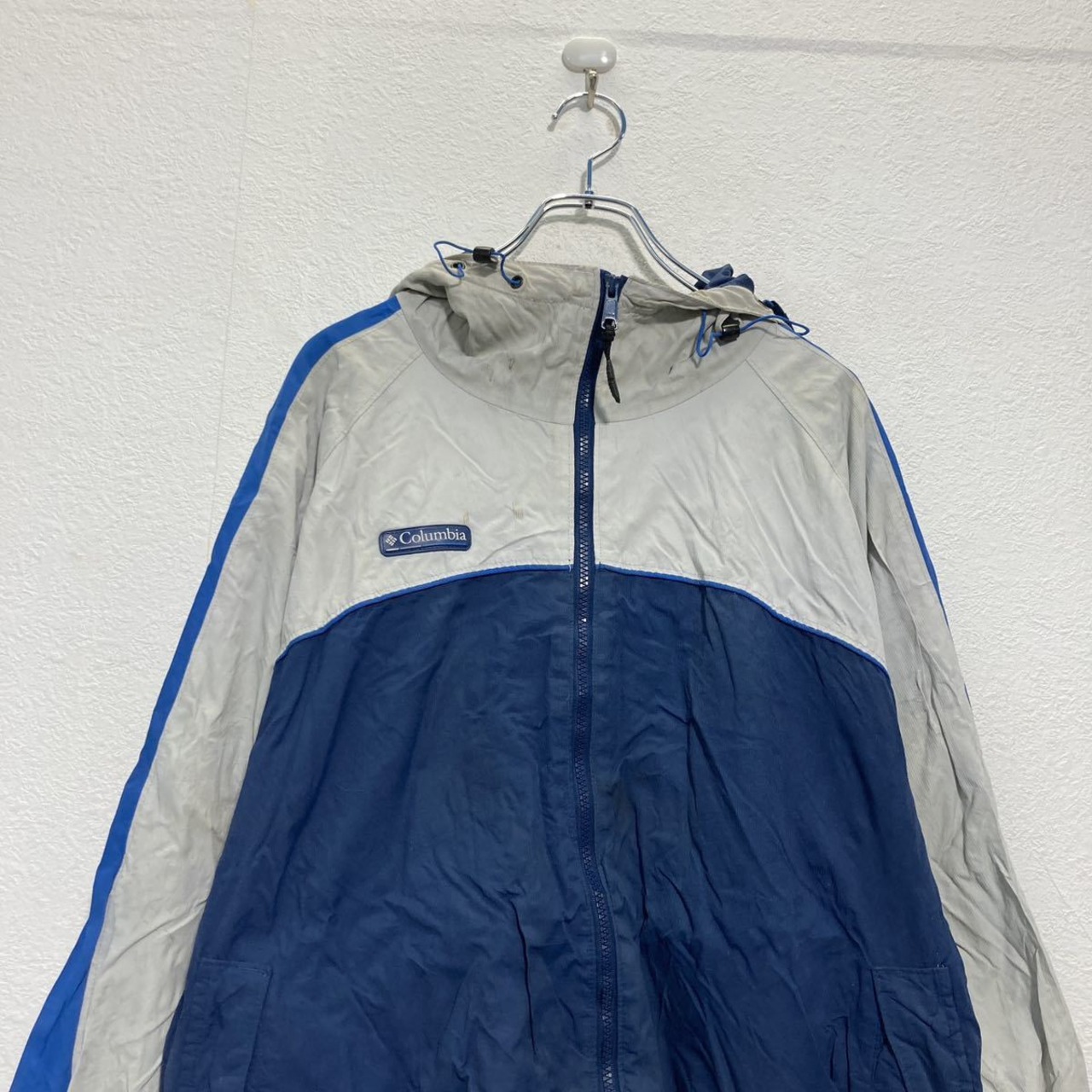 Columbia ジップアップ ナイロンジャケット XL ブルー グレー 