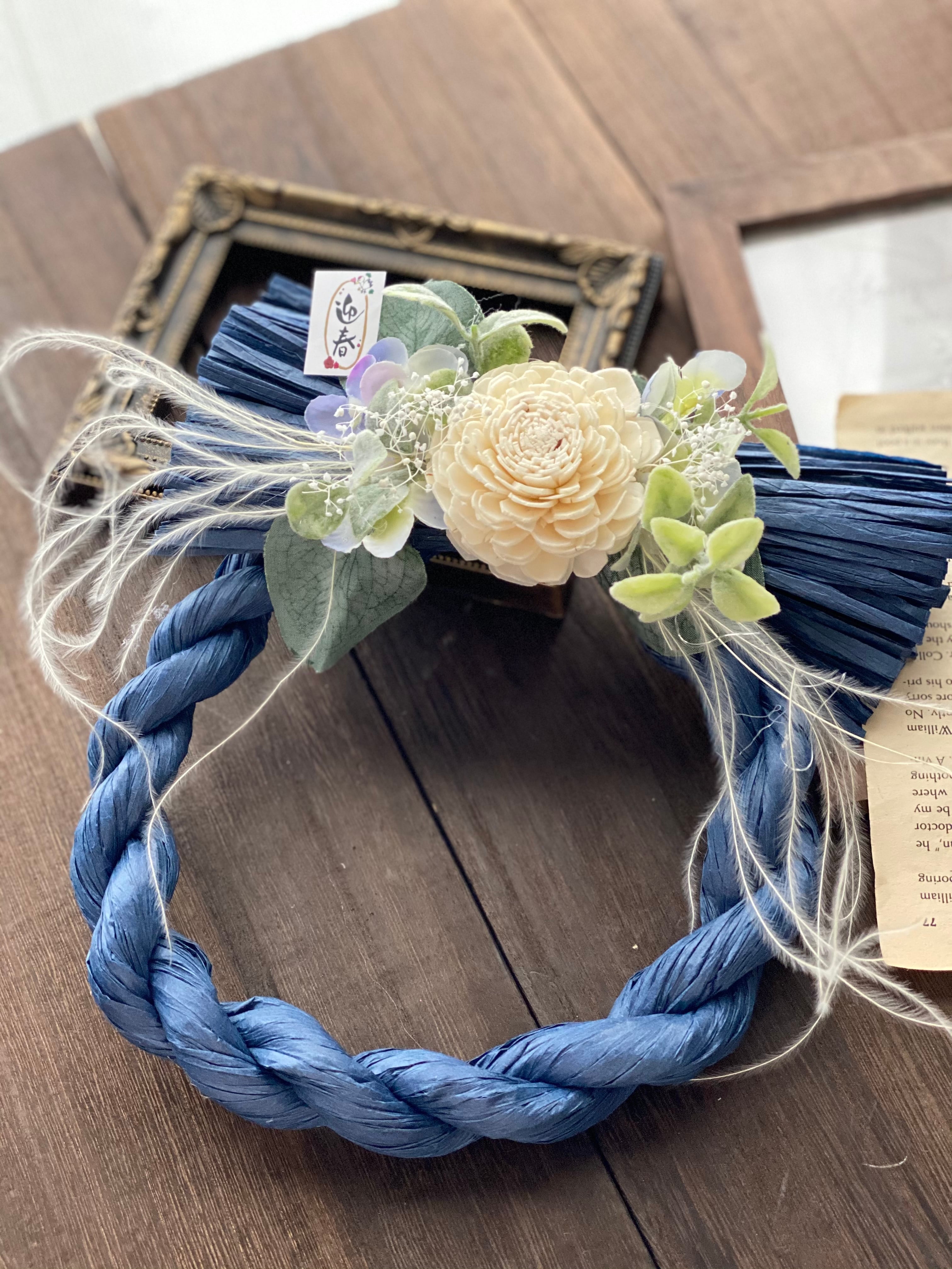 しめ縄リース ネイビー Houkiboshi