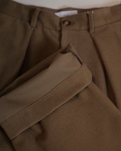 itochi - Wool & Cashmere Corduroy Tuck Slacks :Brown|先染め/尾州×遠州/裏地付き