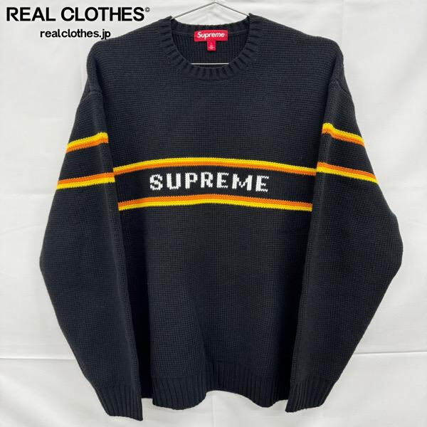 SUPREME シュプリーム 23AW CHEST STRIPE SWEATER チェストストライプセーター ボーダークルーネック長袖ニット ブラック Supreme/シュプリーム【23AW】Chest Stripe Sweater/チェスト