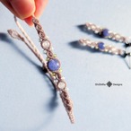 【Holiday Collection】冬限定セット　タンザナイト使用　小さな小さなブーケのようなマクラメ編みブレスレット＆ピアス　［金属アレルギー対応］