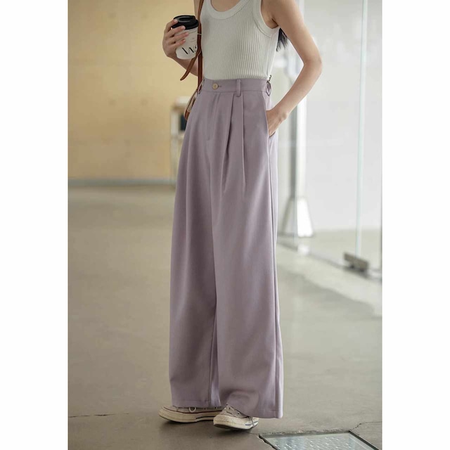 Slack Loose Straight Wide Leg Pants <4colors>