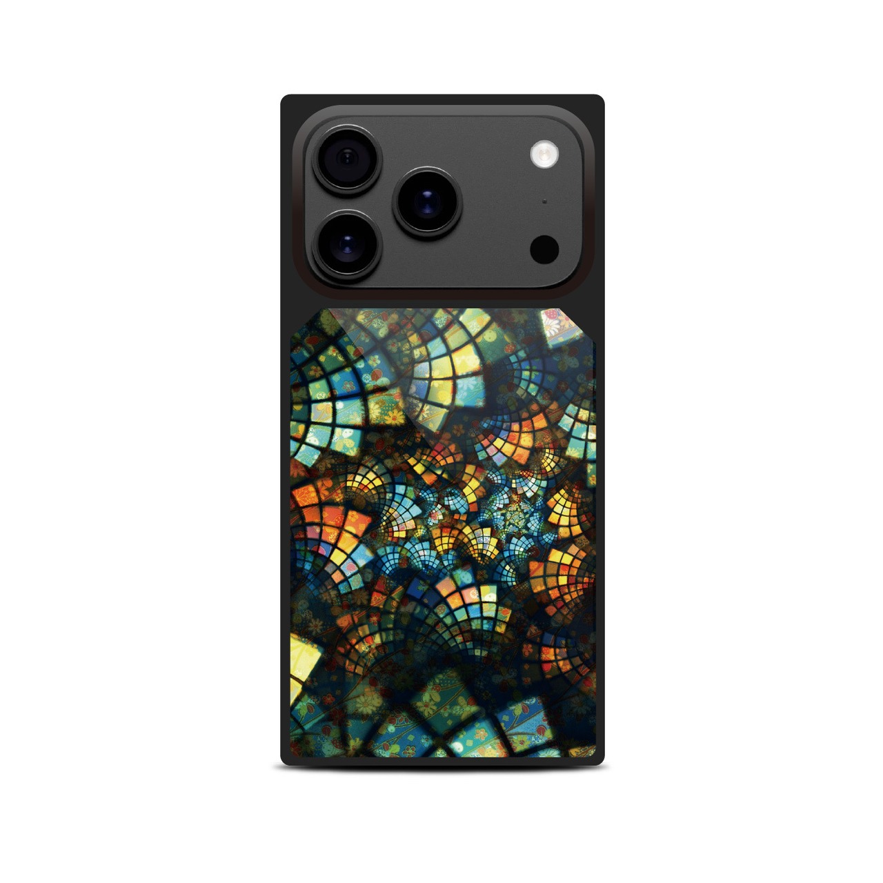 漆髪 - 和風 四角型 強化ガラスiPhoneケース