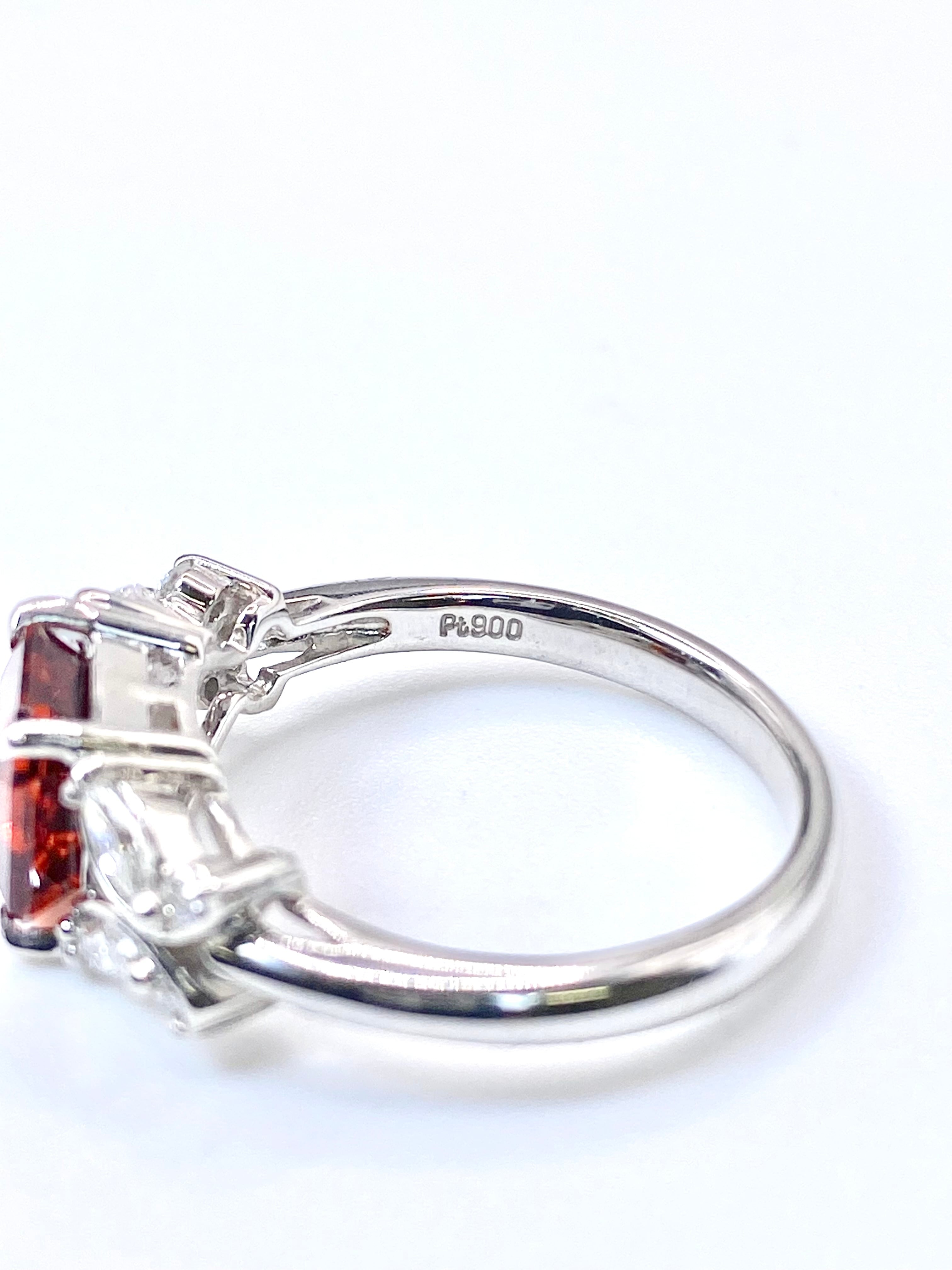 K*n様 Pt900 スペサルタイトガーネット　ダイヤモンドリング　計0.53c スペサルティンガーネット 2.437ct / ダイヤモンド 計0.37ct Pt900