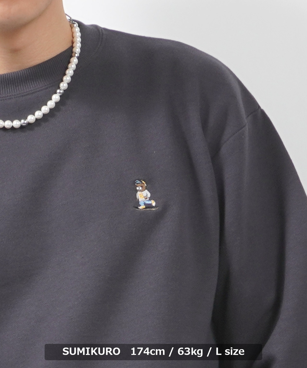 ＼SALE／◆クマ刺繍 ルーズ スウェット◆sb-t1120032q