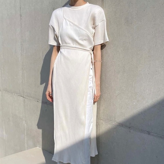 アシンメトリーチュニック丈トップス