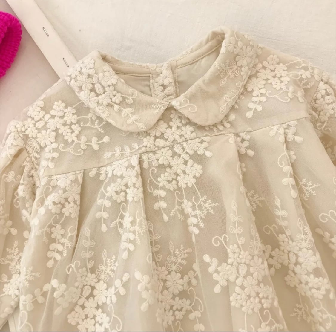 再入荷 ラウンドカラーレースワンピース》》》》》海外子供服 レース 女の子 キッズ ベビー ドレス