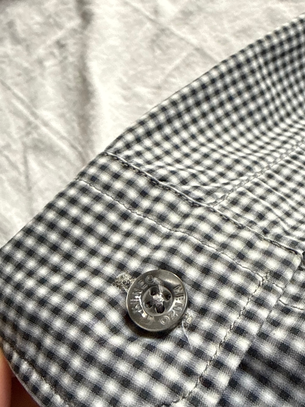 “KENZO” Micro check patchwork shirt