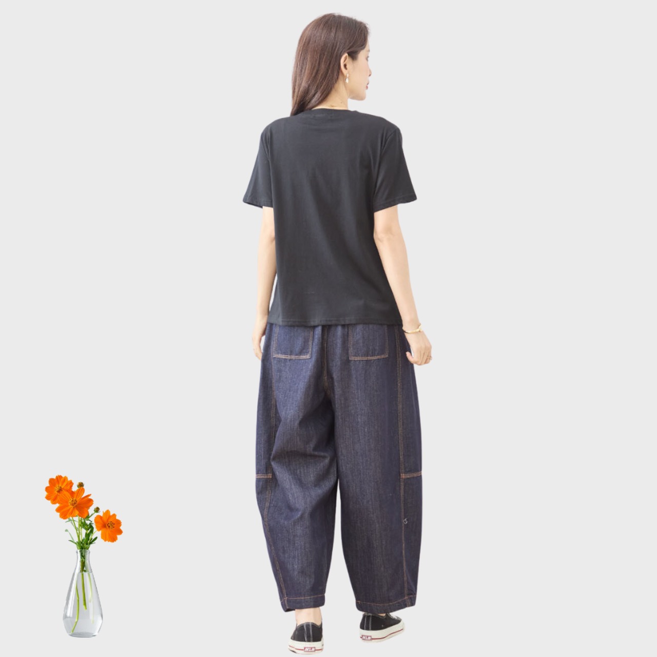TRUBE エッフェル塔モチーフプリントTシャツN12-1054【M~L】ブラック