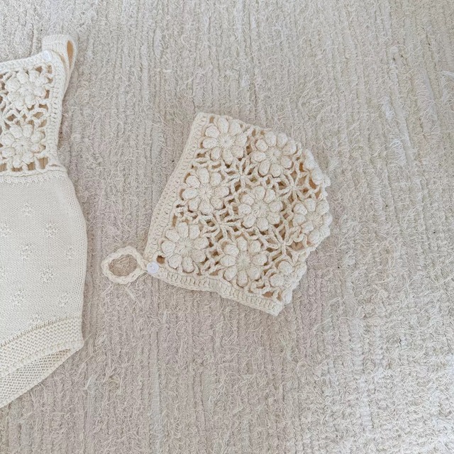 【予約商品】[free size] clochette flower knit bonnet 2col