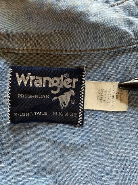 80's Wrangler シャンブレー ウエスタンシャツ 表記(14 1/2×32)