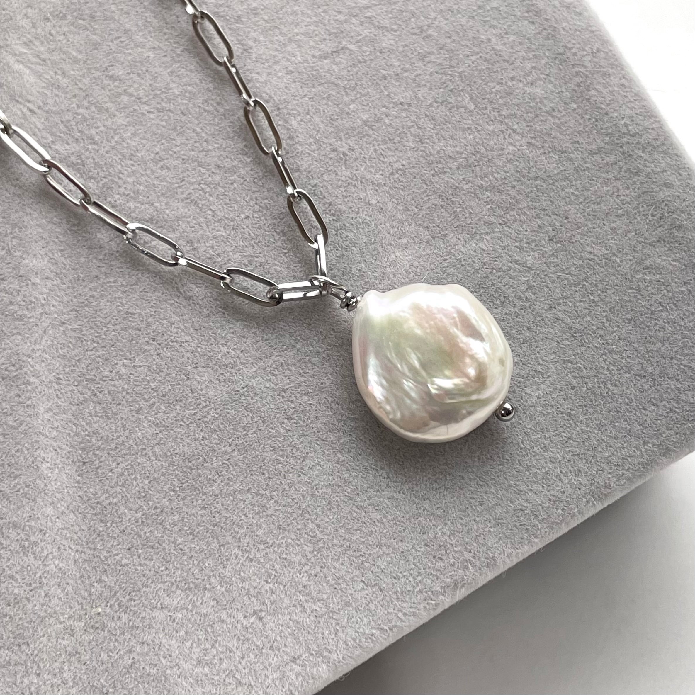 サージカルステンレス バロック 淡水パール ネックレス 淡水パール