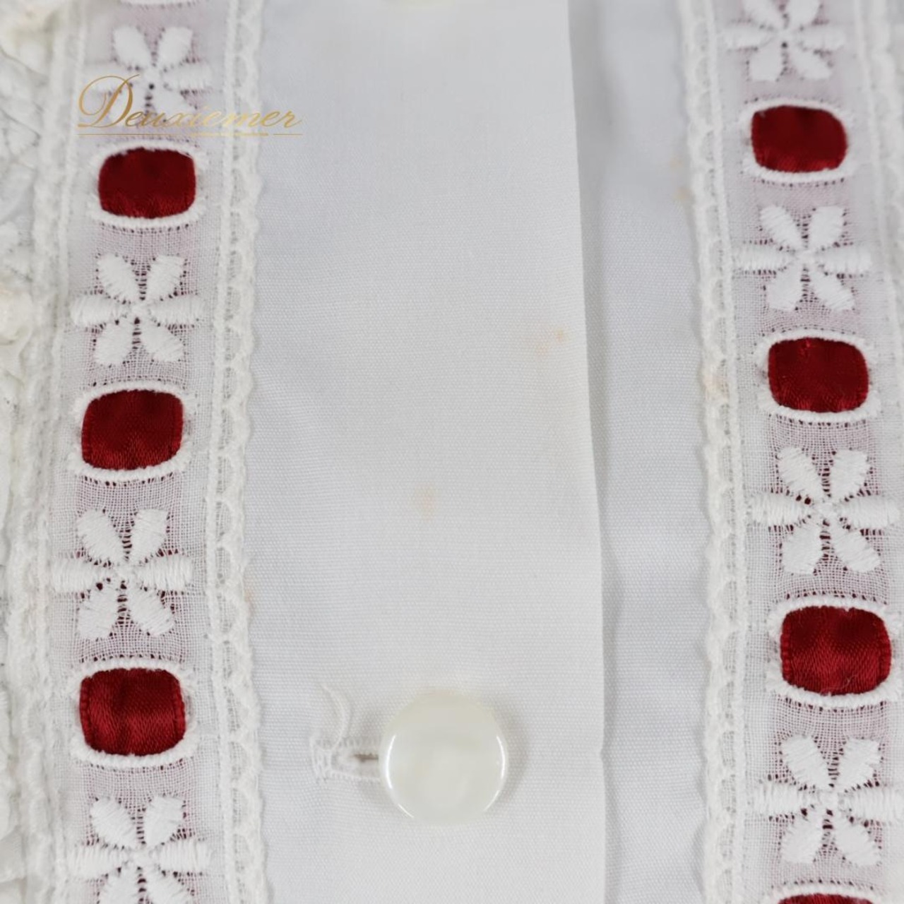 【フォークダンス衣装】ホワイト SAKAI サカイ トップス ブラウス 白 赤 レース フリル 花 刺繍 シンプル 七分袖 かわいい