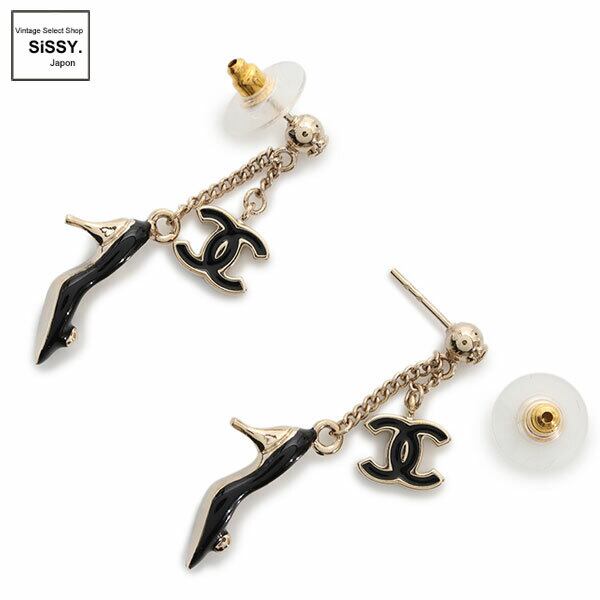 □シャネル□ ココマーク ピアス 黒 ゴールド パンプスモチーフ □シャネル□ ココマーク ピアス 黒 ゴールド パンプスモチーフ